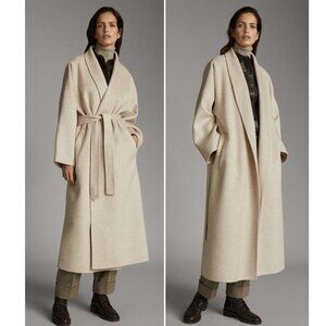 BNWT 100% wool MASSIMO DUTTI oatmeal melange double face coat